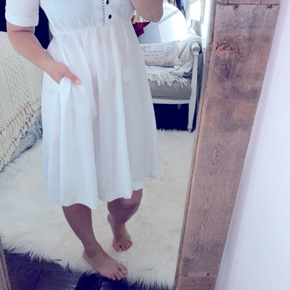 Vintage white nautical dress size 8 Petite - Picture 5 of 9